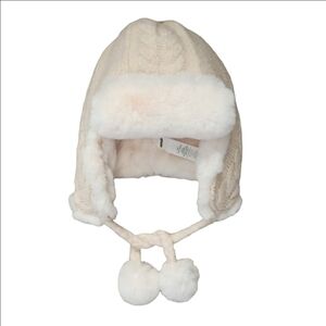 AERIE CABLE KNIT FAUX FUR PLUSH TRAPPER HAT ONE SIZE NWT